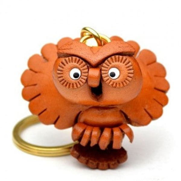 Flying Owl Leather Keychain(L)