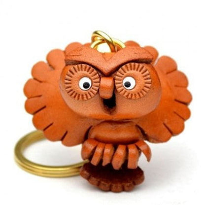 Flying Owl Leather Keychain(L)