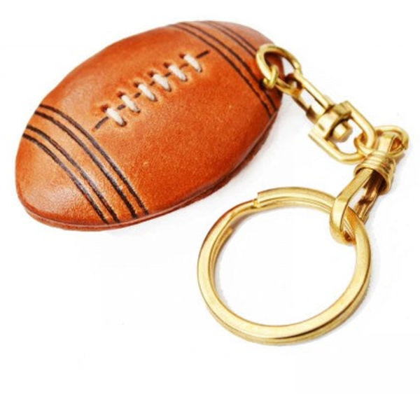 Rugby Ball/American Football Leather Keychain