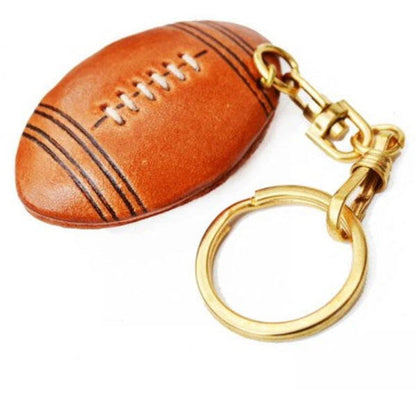 Rugby Ball/American Football Leather Keychain