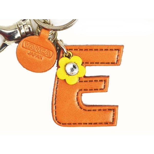 Initial  "E" Leather Keychain Bag Charm