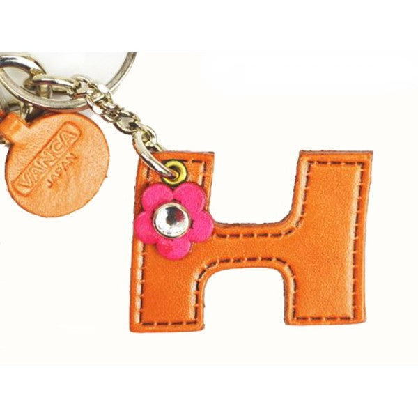 Initial  "H" Leather Keychain Bag Charm