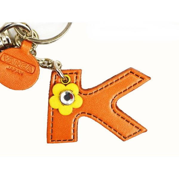 Initial  "K" Japanese Leather Bag Charm