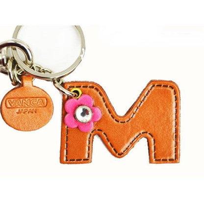 Initial  "M" Leather Keychain Bag Charm