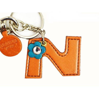Initial  "N" Leather Keychain Bag Charm