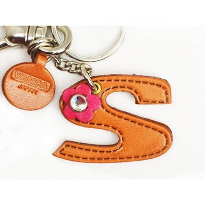 Initial  "S" Leather Keychain Bag Charm