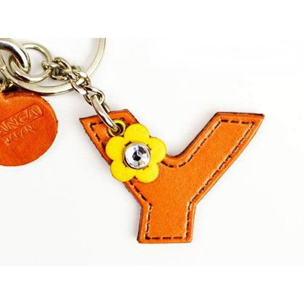 Initial  "Y" Leather Keychain Bag Charm