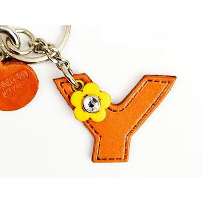 Initial  "Y" Leather Keychain Bag Charm