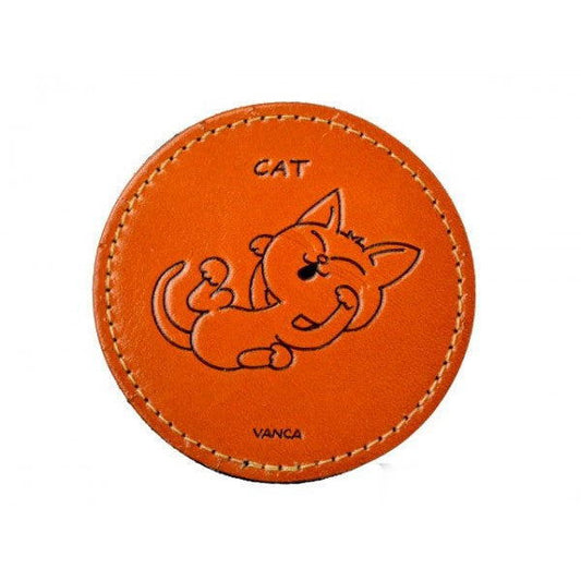 Leather Coaster Cat
