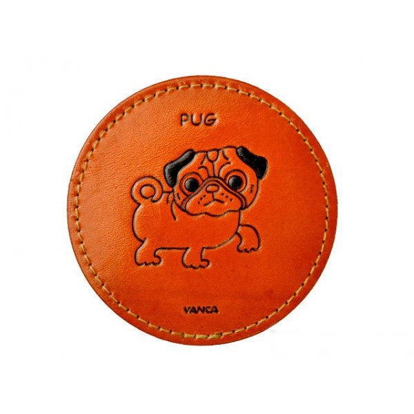 Leather Coaster Pug