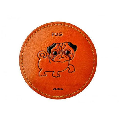 Leather Coaster Pug