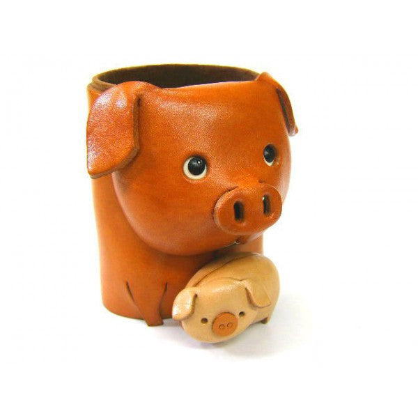 Pig Handmade Leather Animal Eyeglasses Holder/Stand #26210