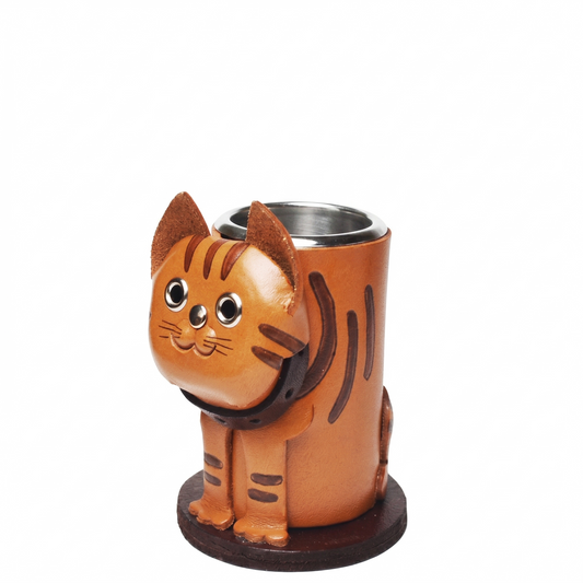 Tabby Cat Leather Pen stand #26241