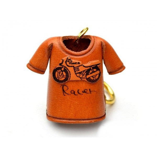 Racer Bike T-shirt Leather Keychain