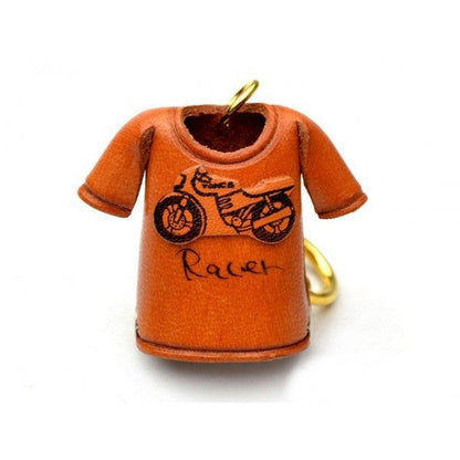 Racer Bike T-shirt Leather Keychain