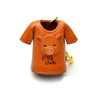 Pig T-shirt Leather Keychain
