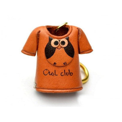 Owl T-shirt Leather Keychain