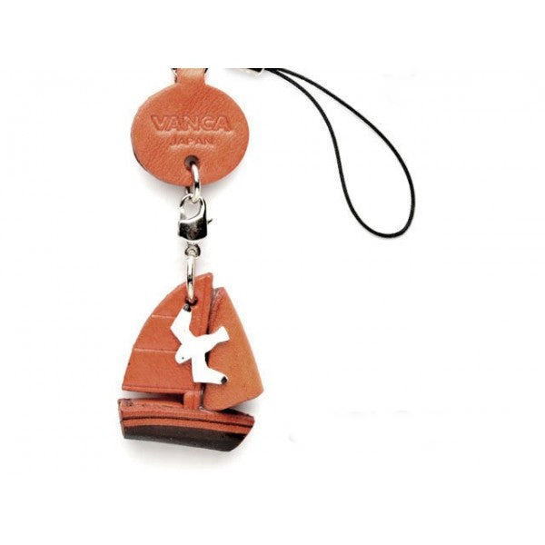 Sailboat Japanese Leather Cellularphone Charm Goods