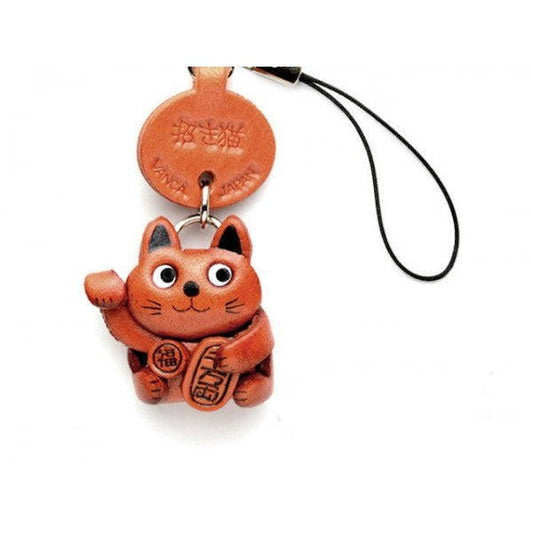 Lucky Cat Leather Cellularphone Charm