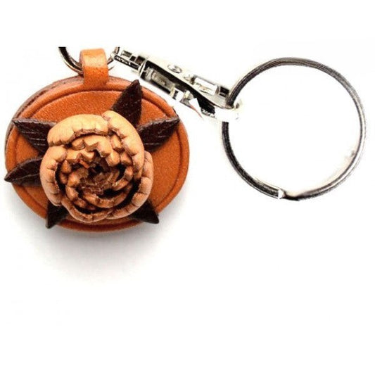 Peony Leather Flower Keychain