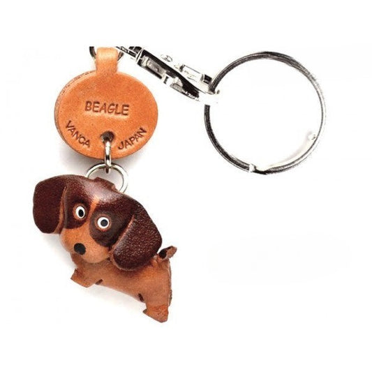 Beagle Leather Dog Keychain