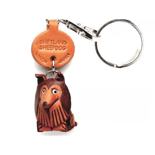 Shetland Sheepdog Leather Dog Keychain