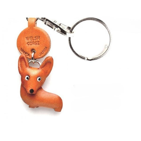 Welsh Corgi Leather Dog Keychain