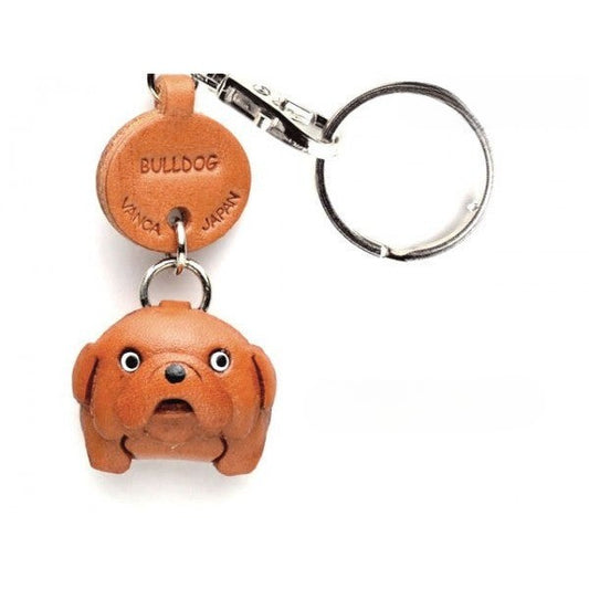 Bulldog Leather Dog Keychain