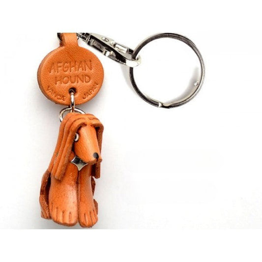 Afghan Hound Leather Dog Keychain