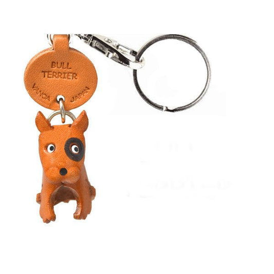 Bull Terrier Leather Dog Keychain