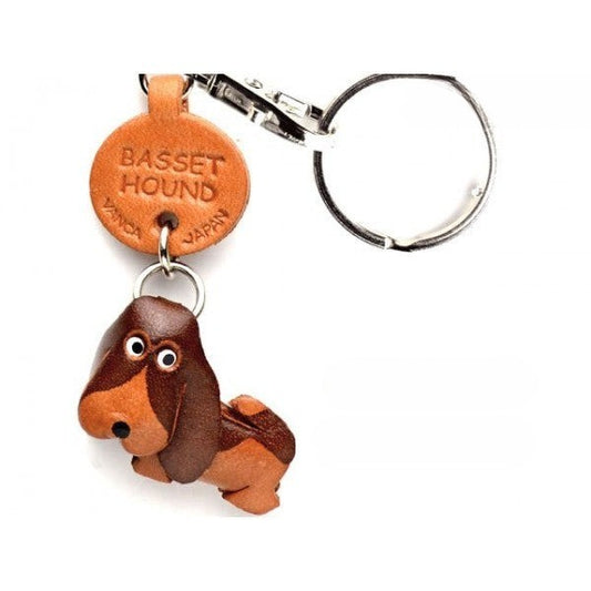 Basset Hound Leather Dog Keychain