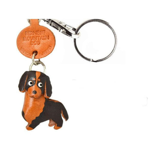 Bernese Mountain Dog Leather Dog Keychain