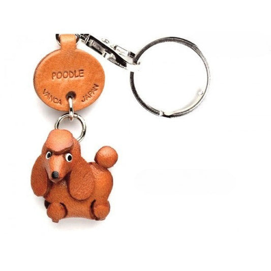 Poodle Leather Dog Keychain