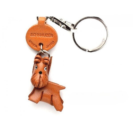 Schnauzer Leather Dog Keychain