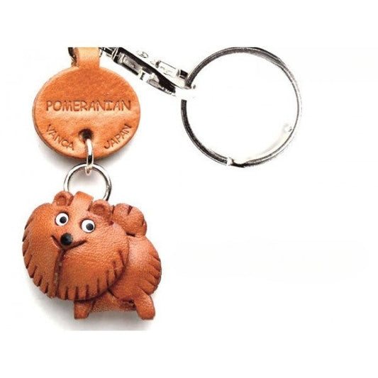 Pomeranian Leather Dog Keychain