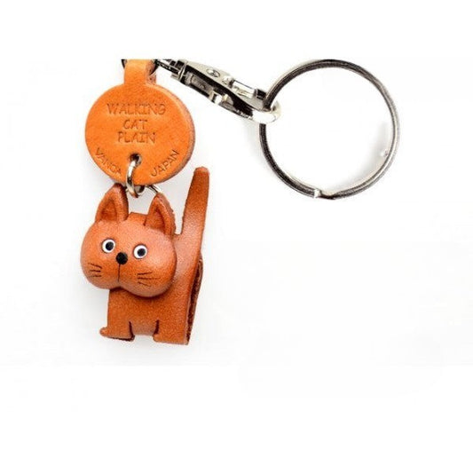 Plain Walking Cat Japanese Leather Keychains