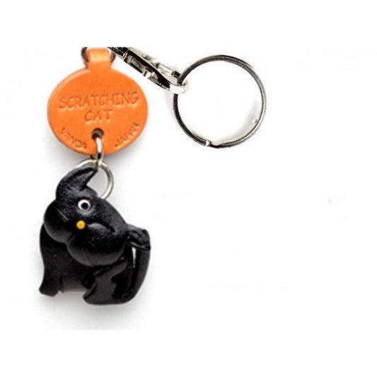 Black Scratching Japanese Leather Keychains Cat