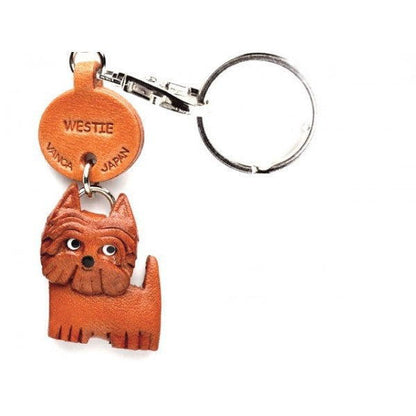 Westie Genuine Leather Dog Keychain - Handcrafted 3D, Unique Pet Keepsake, Car Key Fob Charm, Pet Memorial Gift, Made in Japan