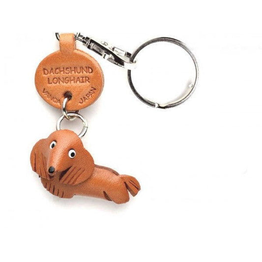 Dachshund Longhair Leather Dog Keychain