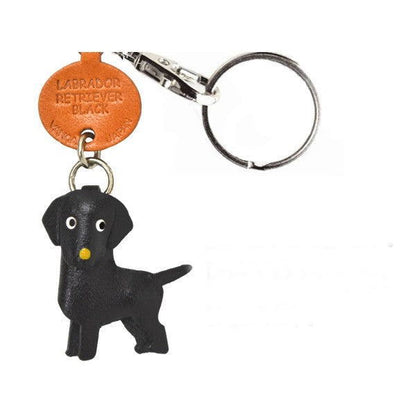 Labrador Retriever Black Genuine Leather Dog Keychain - Handcrafted 3D, Pet Memorial Gift, Car Key Fob Charm, Made in Japan