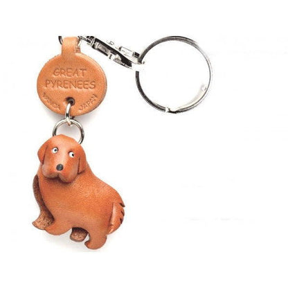 Great Pyrenees Genuine Leather Dog Keychain - Handcrafted 3D, Dog Lover Gift, Bag Charm, Car Key Fob Charm, Made in Japan
