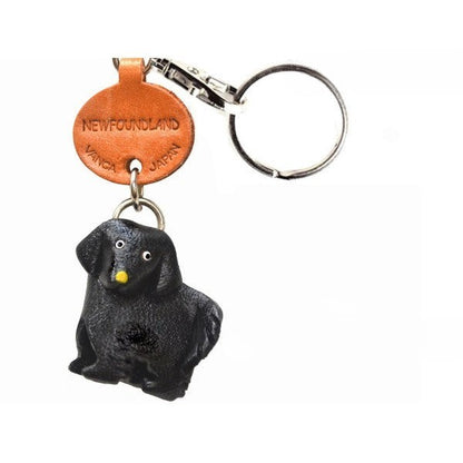 Newfoundland Genuine Leather Dog Keychain - Handcrafted 3D, Dog Lover Gift, Car Key Fob Charm, 3D Leather Art, Made in Japan