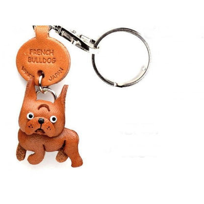 French Bulldog Genuine Leather Dog Keychain - Handcrafted 3D, Dog Lover Gift, Artisan Leathercraft, 3D Leather Art, Made in Japan