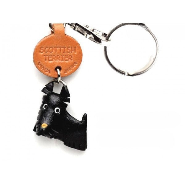 Scottish Terrier Leather Dog Keychain