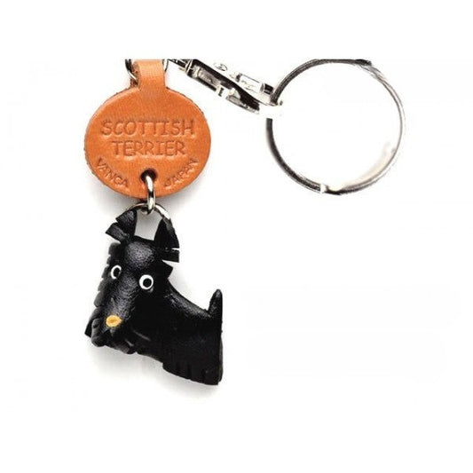 Scottish Terrier Leather Dog Keychain
