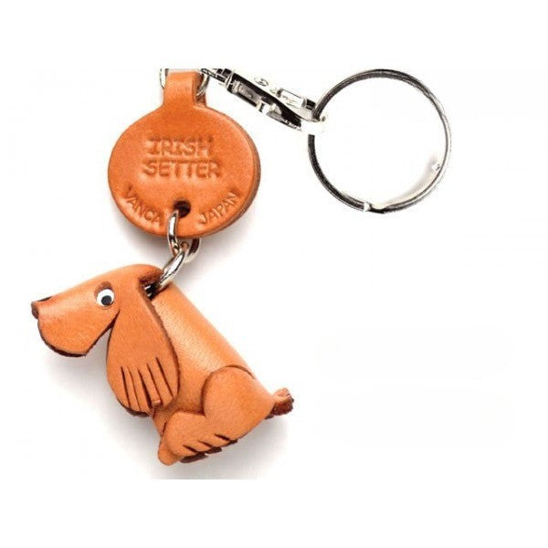 Irish Setter Genuine Leather Dog Keychain - Handcrafted 3D, Dog Lover Gift, Car Key Fob Charm, Purse Charm, Made in Japan