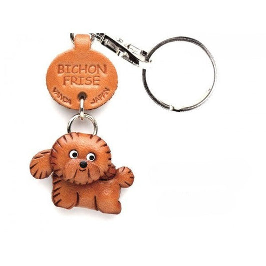 Bichon Frise Leather Dog Keychain