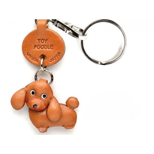 Toy Poodle Leather Dog Keychain