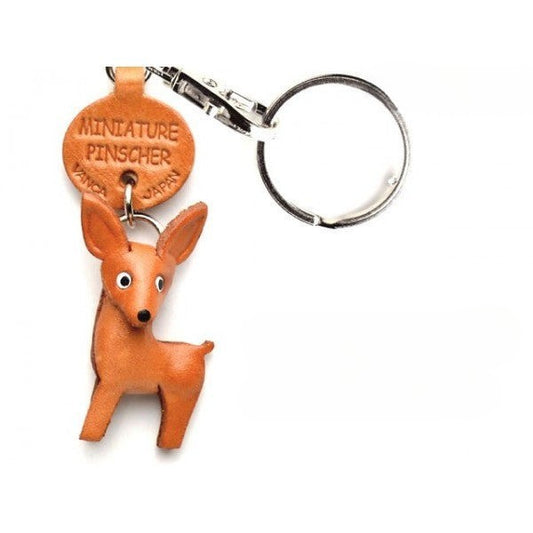 Miniature Pinscher Leather Dog Keychain