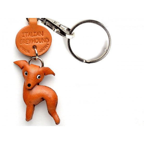 Italian Greyhound Leather Dog Keychain